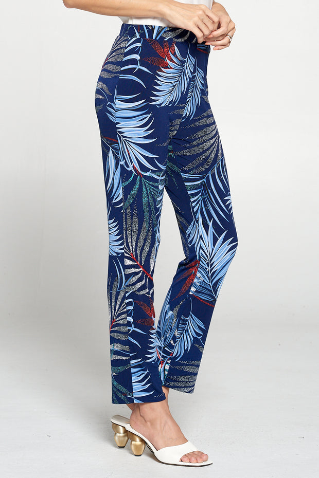 Navy Tropical Ankle Length Pants