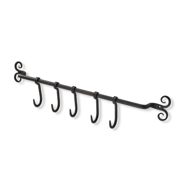 Forged Iron Towel Rod with Hooks