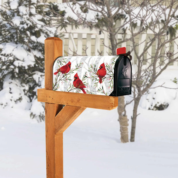 Cardinals In Birch Mailbox Wrap