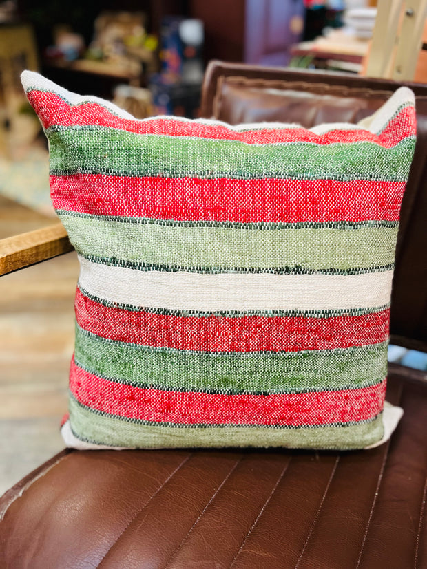 Red/Green Striped Pillows