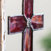 Red Opal Stained Glass Cross