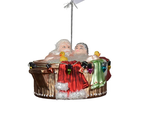 Mr. & Mrs. Claus Hot Tub Ornament