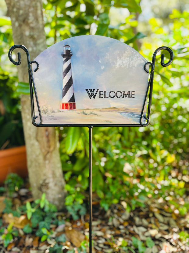 Cape Hatteras Lighthouse Welcome Garden Sign