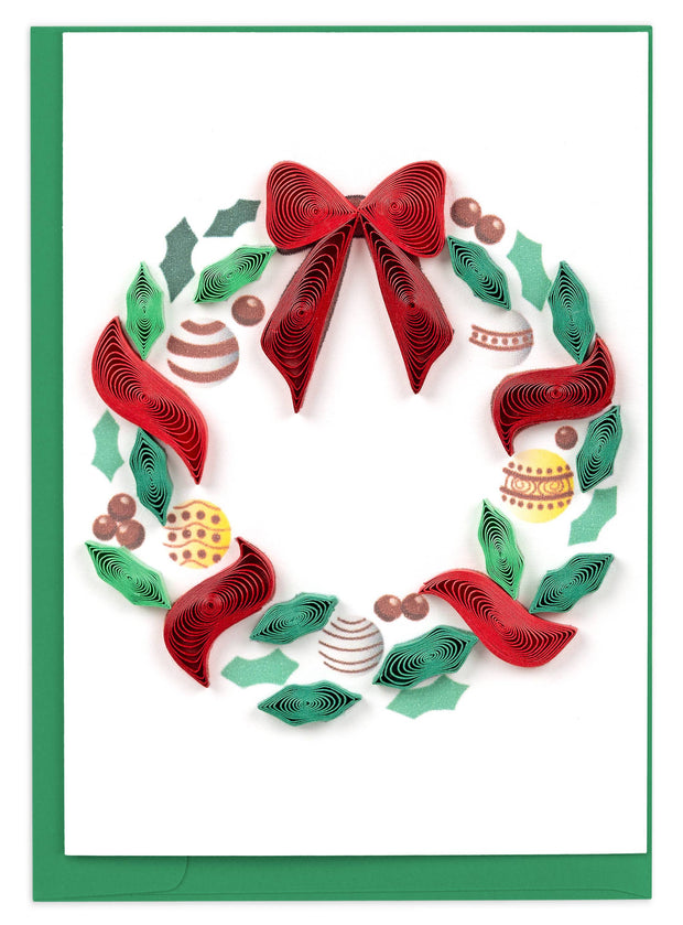 Holiday Wreath with Ornaments Gift Enclosure Mini Card