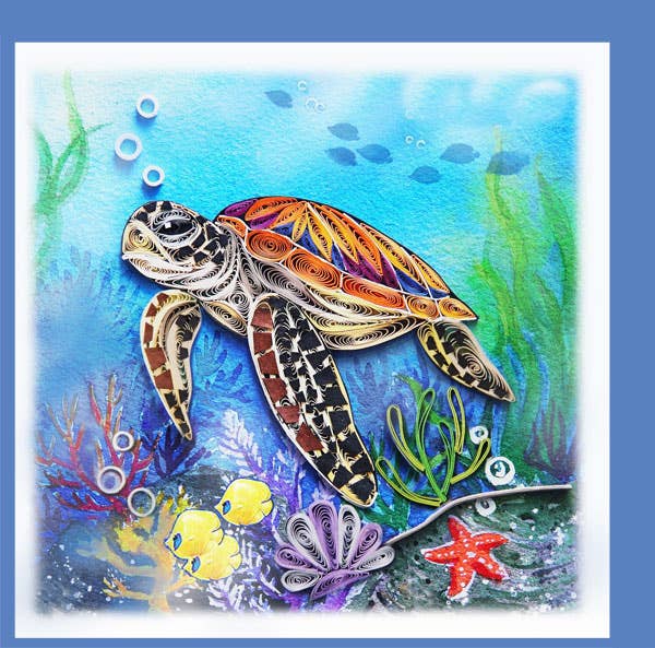 BC-57  Quilling Card, turtle, sea turtle