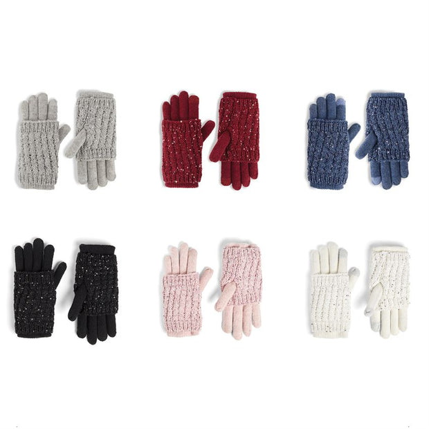 Glitzy Convertible Touchscreen Gloves