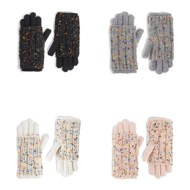 Speckled Knit Convertible Gloves