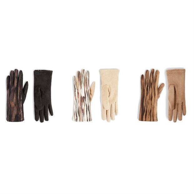 Metallic Wavy Stripes Touchscreen Gloves