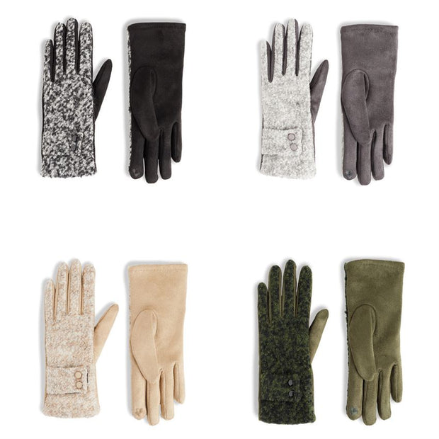 Marled Loop Belted Cuff Touchscreen Gloves