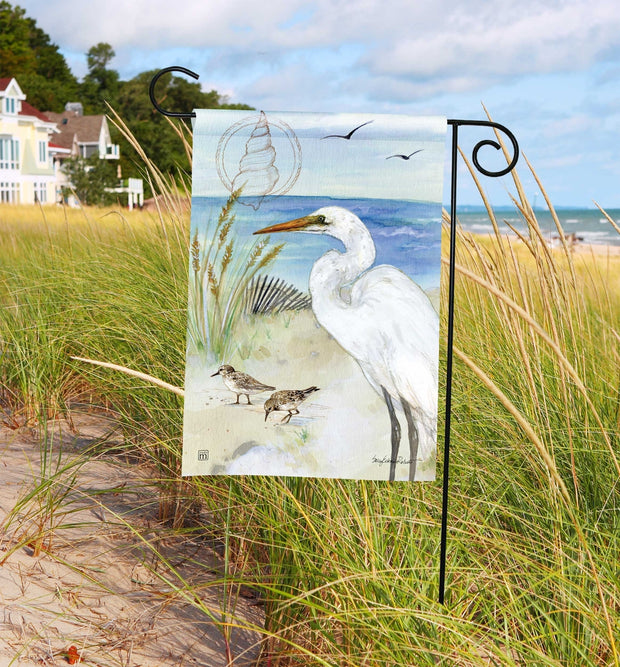 Serene Egret Garden Flag