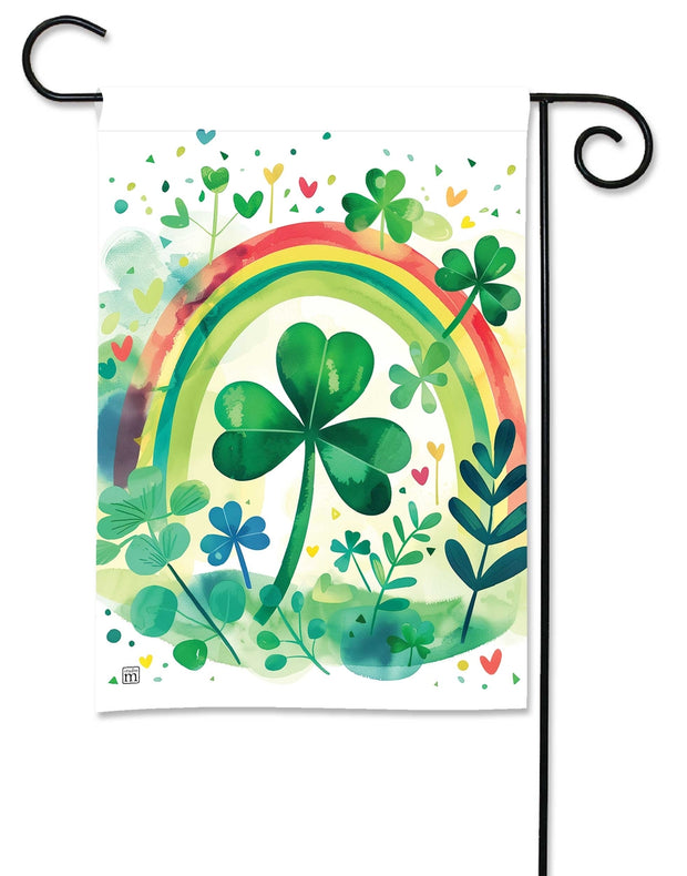 Rainbow Clover Garden Flag