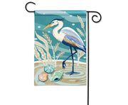 Blue Heron with Sea Shells Garden Flag