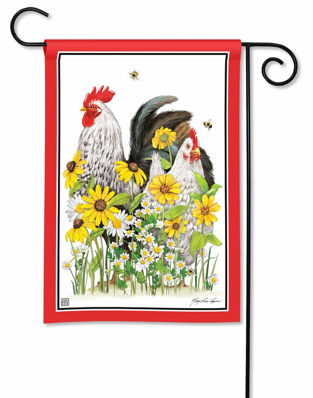 Flower Chickens Garden Flag