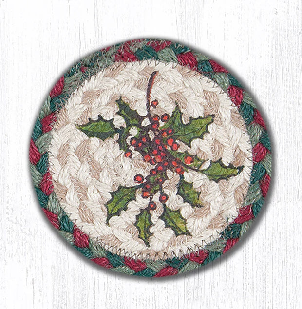 5" Jute Coaster Holly