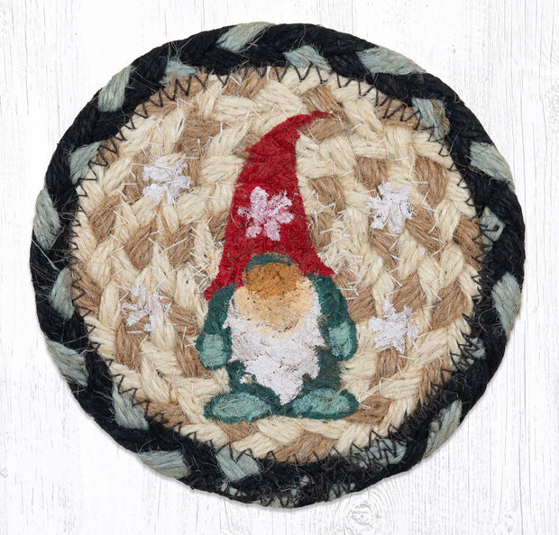 5" Jute Coaster Holiday Gnome