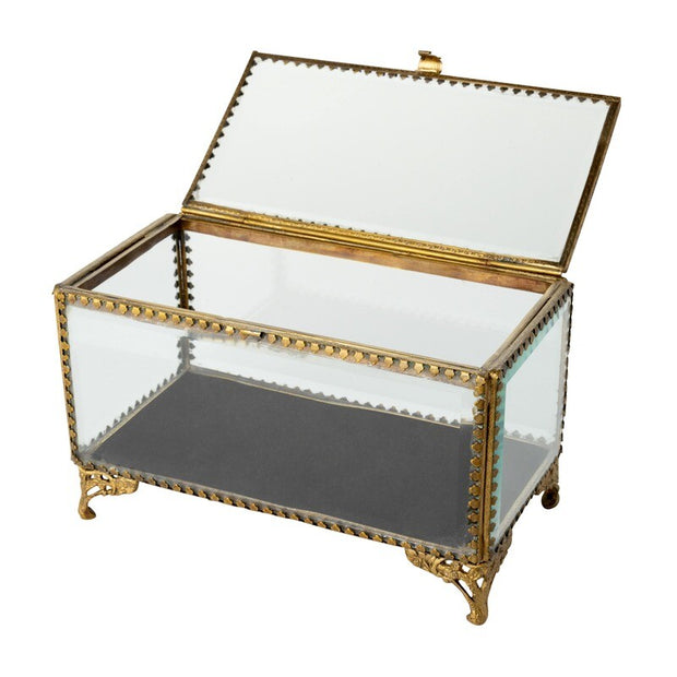 Glass Footed Jewelry Box