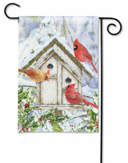 Cardinal Birdhouse Garden Flag