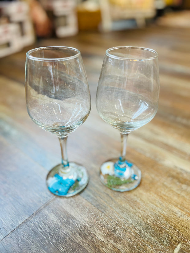 Dried Flower Stemmed Wine Glass