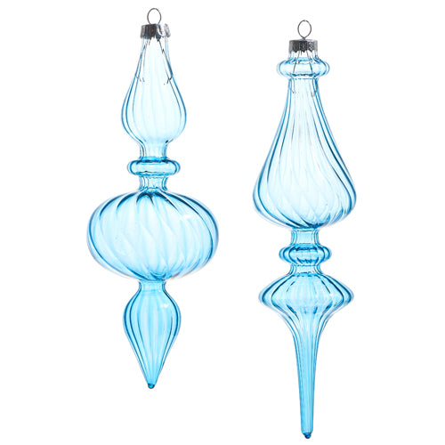 9.5" Blue Glass Finial Ornament