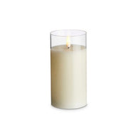 Clear Glass Ivory Pillar Candles