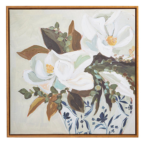 White Florals in Chinoiserie Vase Framed Canvas, 21.5"