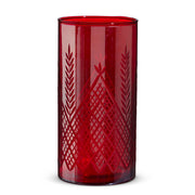 Etched Red Vase or Candle Holder