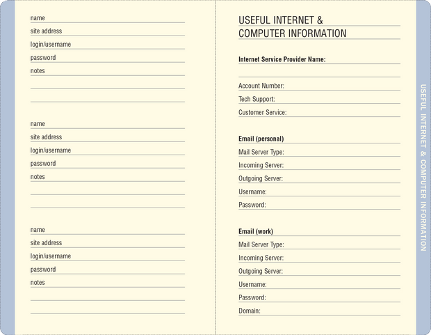 Blue Agate Internet Address & Password Logbook