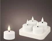 Set of 4 Rechargeable Tealights Fire Flame