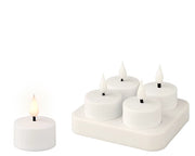 Set of 4 Rechargeable Tealights Fire Flame