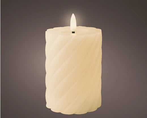 3" x 4" Ivory Twisted Textured Battery Operated Candle