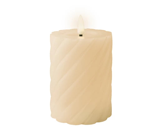 3" x 4" Ivory Twisted Textured Battery Operated Candle