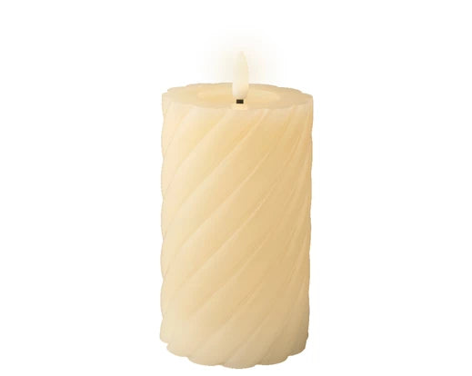 3" x 6" Ivory Twisted Textured Battery Operated Candle