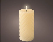 3" x 7" Ivory Twisted Textured Battery Operated Candle