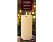 3" x 7" Ivory Twisted Textured Battery Operated Candle