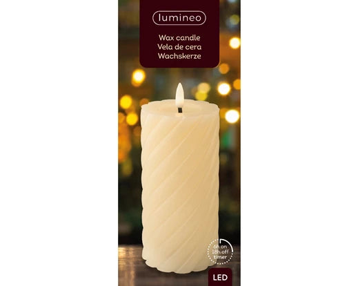 3" x 7" Ivory Twisted Textured Battery Operated Candle