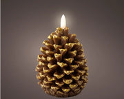 3" x 5" Gold Tipped Pinecone Candle