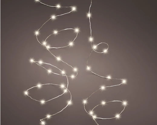 100 LED Micro Warm White Twinkle Lights on Silver Wire