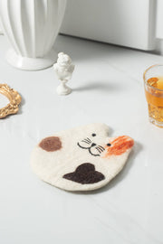Handmade Felt Coffee Cup Mug Table Mat Coasters - Fatty Cat