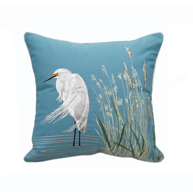 Waterside White Egret Indoor/Outdoor Pillow