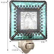 Turquoise Blue Stained Glass Night Light