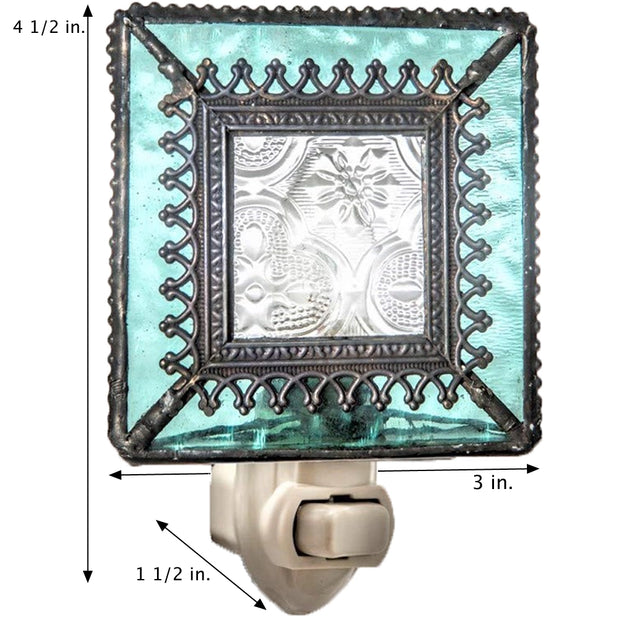 Turquoise Blue Stained Glass Night Light