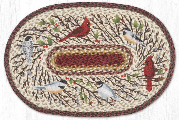 Jute Winter Birds Oval Rug