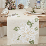 Embroidered Poinsettia Table Runner