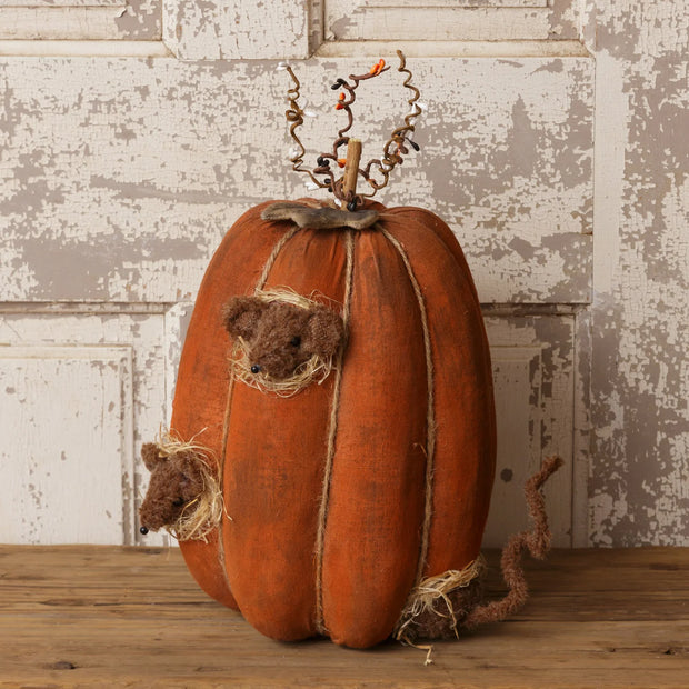 Grungy Pumpkin with Peeping Mice