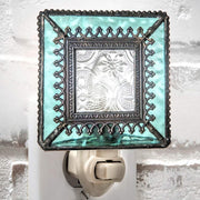 Turquoise Blue Stained Glass Night Light