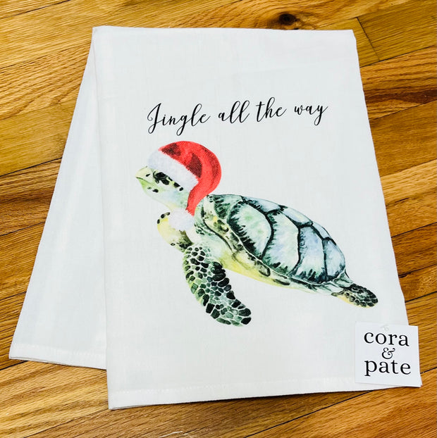 Santa Sea Turtle Flour Sack Towel