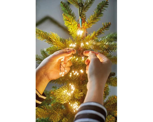 8' LED Tree Cascade Micro Lights Green Wire