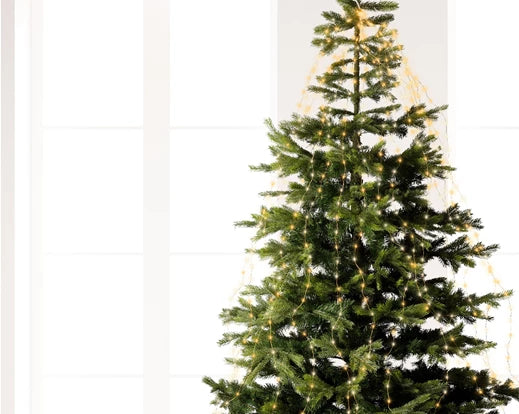 8' LED Tree Cascade Micro Lights Gold Wire