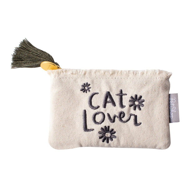 Cat Lover Daisy Cotton Canvas Coin Pouch