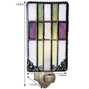 Mission Style Night Light Purple Green Stained Glass